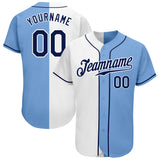 Custom Light Blue Navy-White Authentic Split Fashion Baseball Jersey