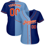 Custom Royal Orange-Light Blue Authentic Split Fashion Baseball Jersey
