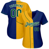 Custom Royal Kelly Green-Gold Authentic Split Fashion Baseball Jersey