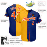 Custom Royal Orange-Gold Authentic Split Fashion Baseball Jersey