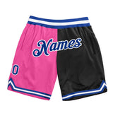 Custom Pink Royal-Black Authentic Throwback Split Fashion Basketball Shorts