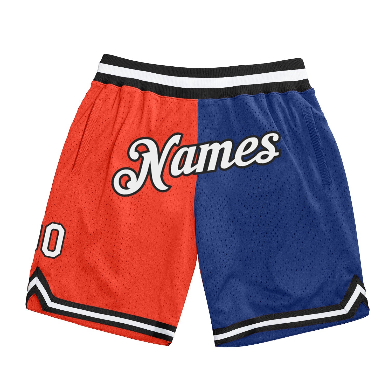Custom Orange White-Royal Authentic Throwback Split Fashion Basketball Shorts