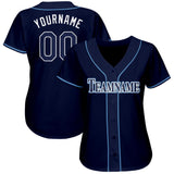 Custom Navy White-Powder Blue Baseball Jersey