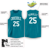 Custom Teal White Round Neck Basketball Jersey