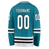 Custom Teal White-Black Hockey Jersey