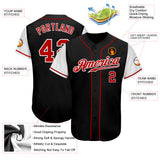 Custom Black Red-White Authentic Two Tone Baseball Jersey