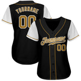 Custom Black Old Gold-White Authentic Two Tone Baseball Jersey