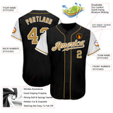 Custom Black Old Gold-White Authentic Two Tone Baseball Jersey