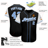 Custom Black Light Blue-White Authentic Two Tone Baseball Jersey