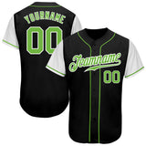 Custom Black Neon Green-White Authentic Two Tone Baseball Jersey