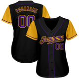 Custom Black Purple-Gold Authentic Two Tone Baseball Jersey