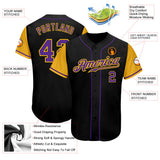 Custom Black Purple-Gold Authentic Two Tone Baseball Jersey