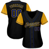 Custom Black Royal-Gold Authentic Two Tone Baseball Jersey