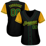 Custom Black Kelly Green-Gold Authentic Two Tone Baseball Jersey