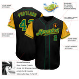 Custom Black Kelly Green-Gold Authentic Two Tone Baseball Jersey