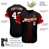 Custom Black White-Red Authentic Two Tone Baseball Jersey