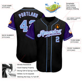 Custom Black Light Blue-Purple Authentic Two Tone Baseball Jersey