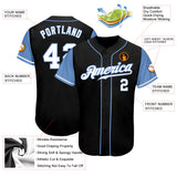 Custom Black White-Light Blue Authentic Two Tone Baseball Jersey