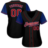 Custom Black Red-Royal Authentic Two Tone Baseball Jersey