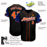 Custom Black Orange-Royal Authentic Two Tone Baseball Jersey