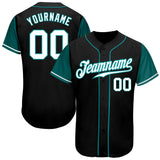 Custom Black White-Teal Authentic Two Tone Baseball Jersey