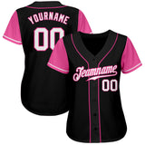 Custom Black White-Pink Authentic Two Tone Baseball Jersey