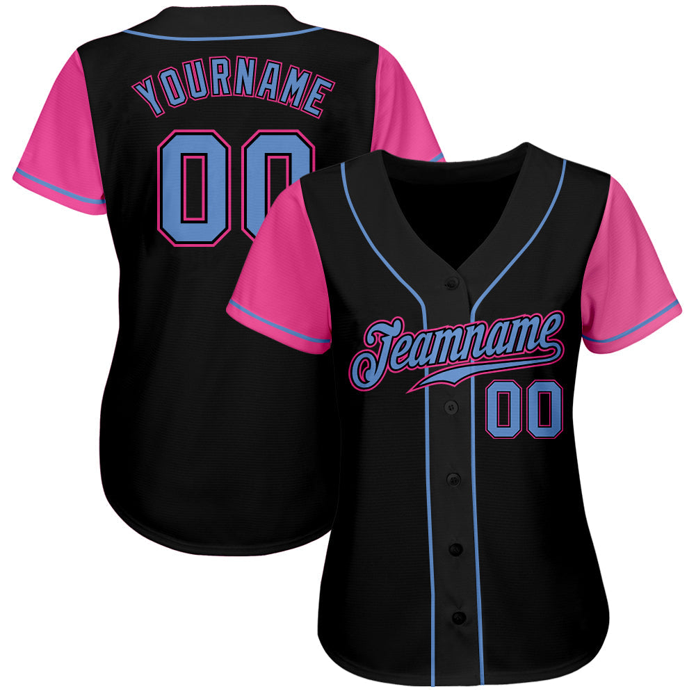 Custom Black Light Blue-Pink Authentic Two Tone Baseball Jersey