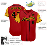 Custom Red Black-Gold Authentic Two Tone Baseball Jersey