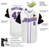 Custom White Purple-Black Authentic Two Tone Baseball Jersey