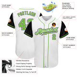 Custom White Neon Green-Black Authentic Two Tone Baseball Jersey