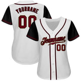 Custom White Crimson-Black Authentic Two Tone Baseball Jersey