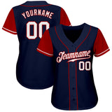 Custom Navy White-Red Authentic Two Tone Baseball Jersey