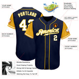 Custom Navy White-Gold Authentic Two Tone Baseball Jersey