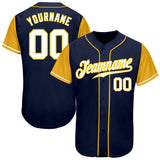 Custom Navy White-Gold Authentic Two Tone Baseball Jersey