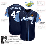 Custom Navy White-Light Blue Authentic Two Tone Baseball Jersey