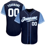 Custom Navy White-Light Blue Authentic Two Tone Baseball Jersey