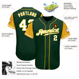 Custom Green White-Gold Authentic Two Tone Baseball Jersey
