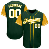 Custom Green White-Gold Authentic Two Tone Baseball Jersey
