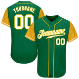 Custom Kelly Green White-Gold Authentic Two Tone Baseball Jersey