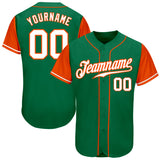 Custom Kelly Green White-Orange Authentic Two Tone Baseball Jersey