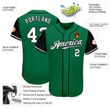 Custom Kelly Green White-Black Authentic Two Tone Baseball Jersey
