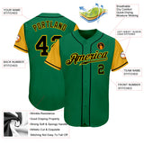 Custom Kelly Green Black-Gold Authentic Two Tone Baseball Jersey