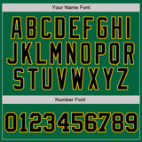 Custom Kelly Green Black-Gold Authentic Two Tone Baseball Jersey