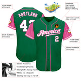 Custom Kelly Green White-Pink Authentic Two Tone Baseball Jersey