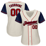 Custom Cream Red-Navy Authentic Two Tone Baseball Jersey