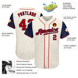 Custom Cream Red-Navy Authentic Two Tone Baseball Jersey