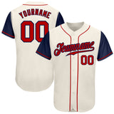 Custom Cream Red-Navy Authentic Two Tone Baseball Jersey