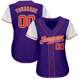 Custom Purple Orange-White Authentic Two Tone Baseball Jersey