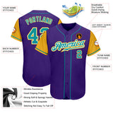Custom Purple Teal-Gold Authentic Two Tone Baseball Jersey