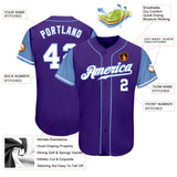 Custom Purple White-Light Blue Authentic Two Tone Baseball Jersey
